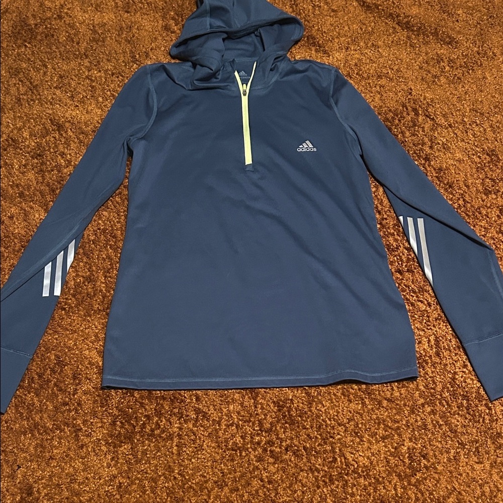 adidas Navy Hoodie with Yellow Half-Zip